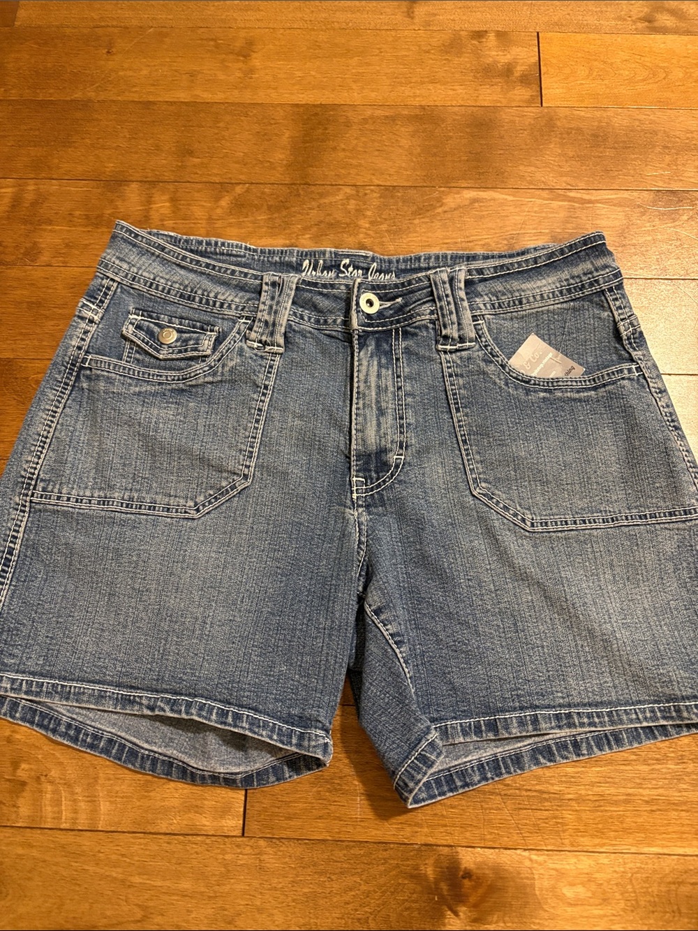 Y2K Blue Denim Shorts with Contrast Stitching